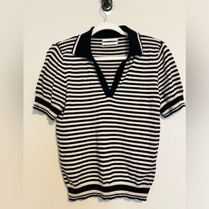 Anthropologie Black and Cream Striped Shirt
